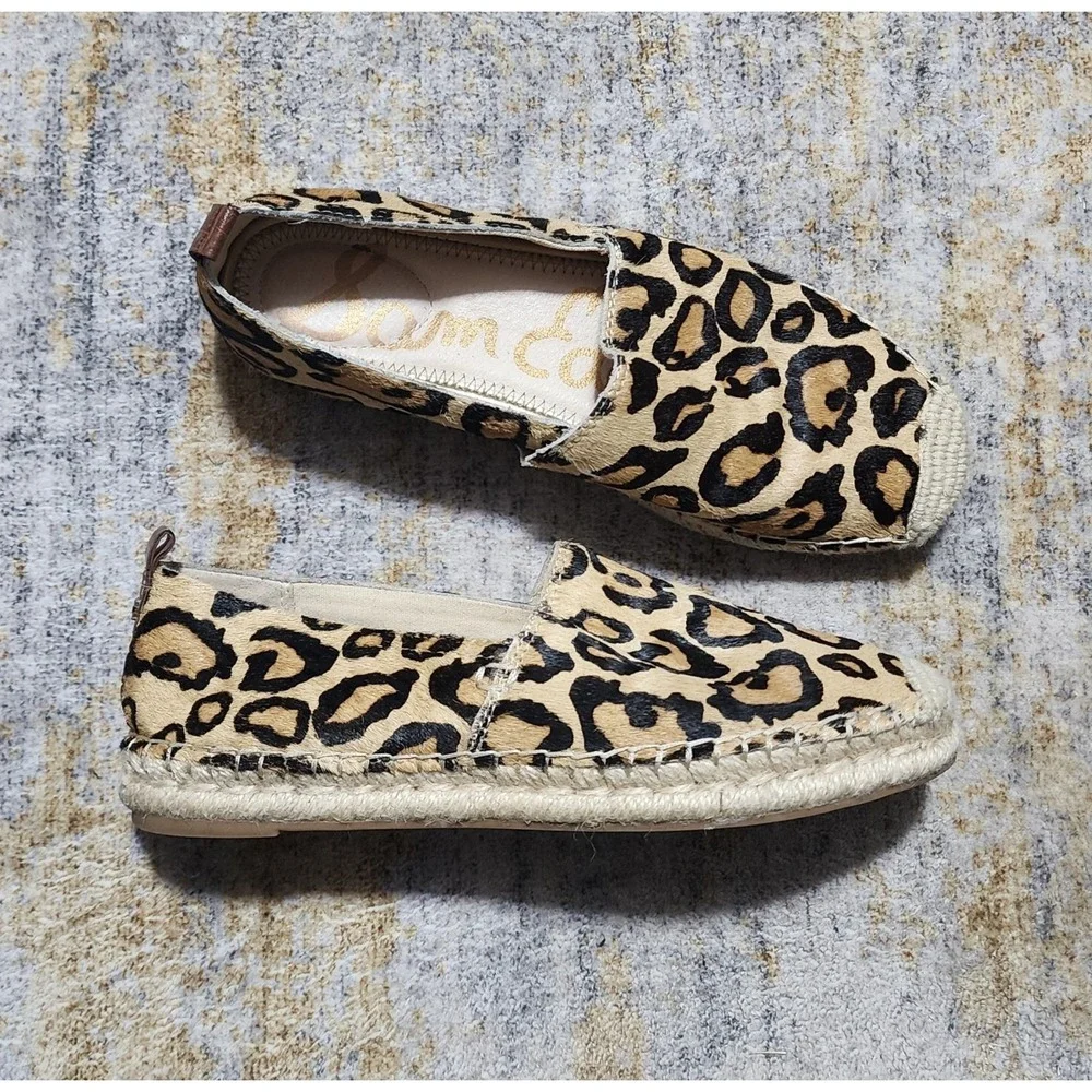 Sam Edelman Women's Khloe Animal Print Flat Espadrille Shoes Fur Hide  Size 7
